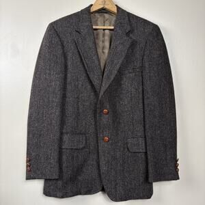 Harris Tweed Mens Tweed Wool Blazer Van Horn’s Size 38S Preppy Academia Classic